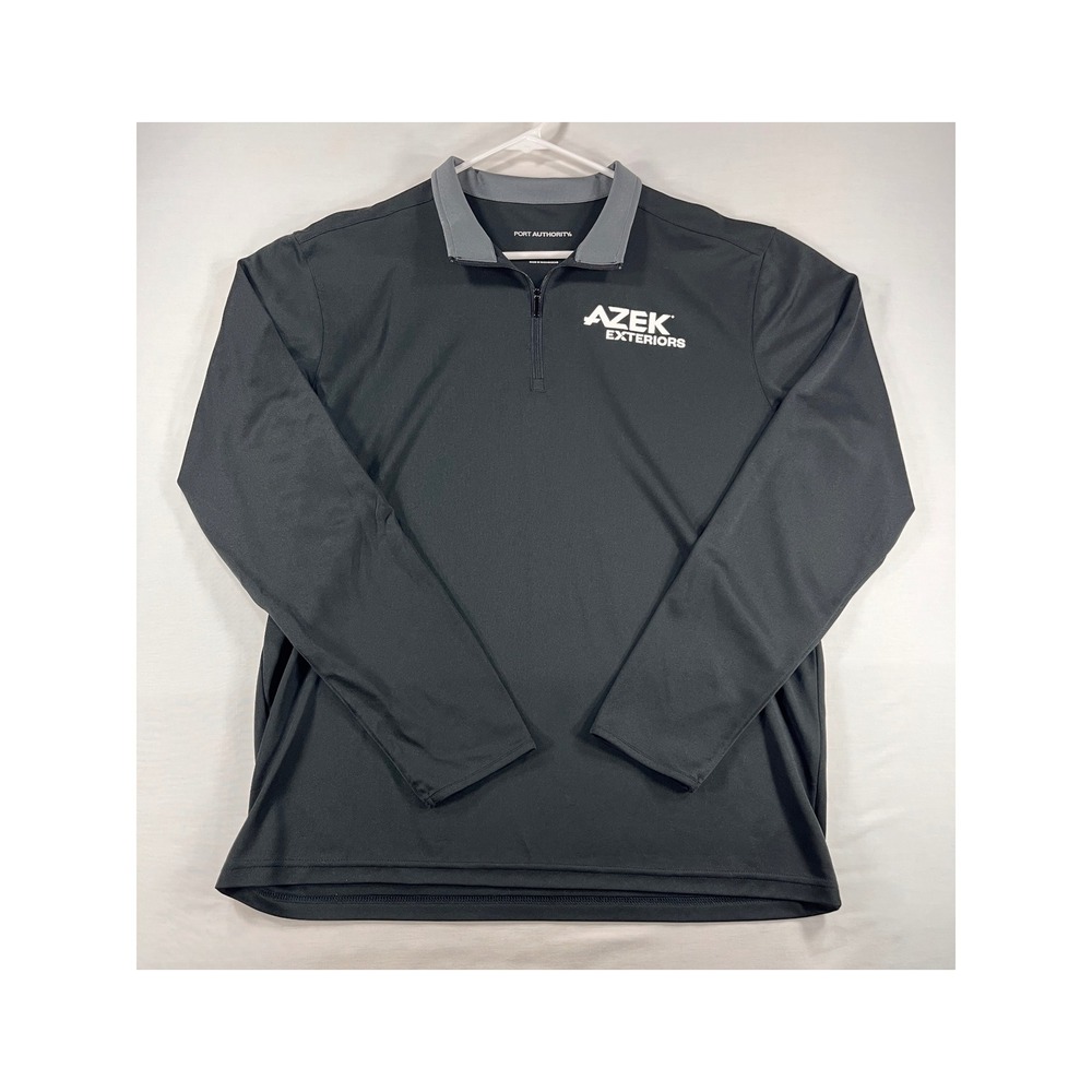 Port Authority Mens 1/4 Zip Pullover Black‎ Grey AZEK Exteriors Logo Large